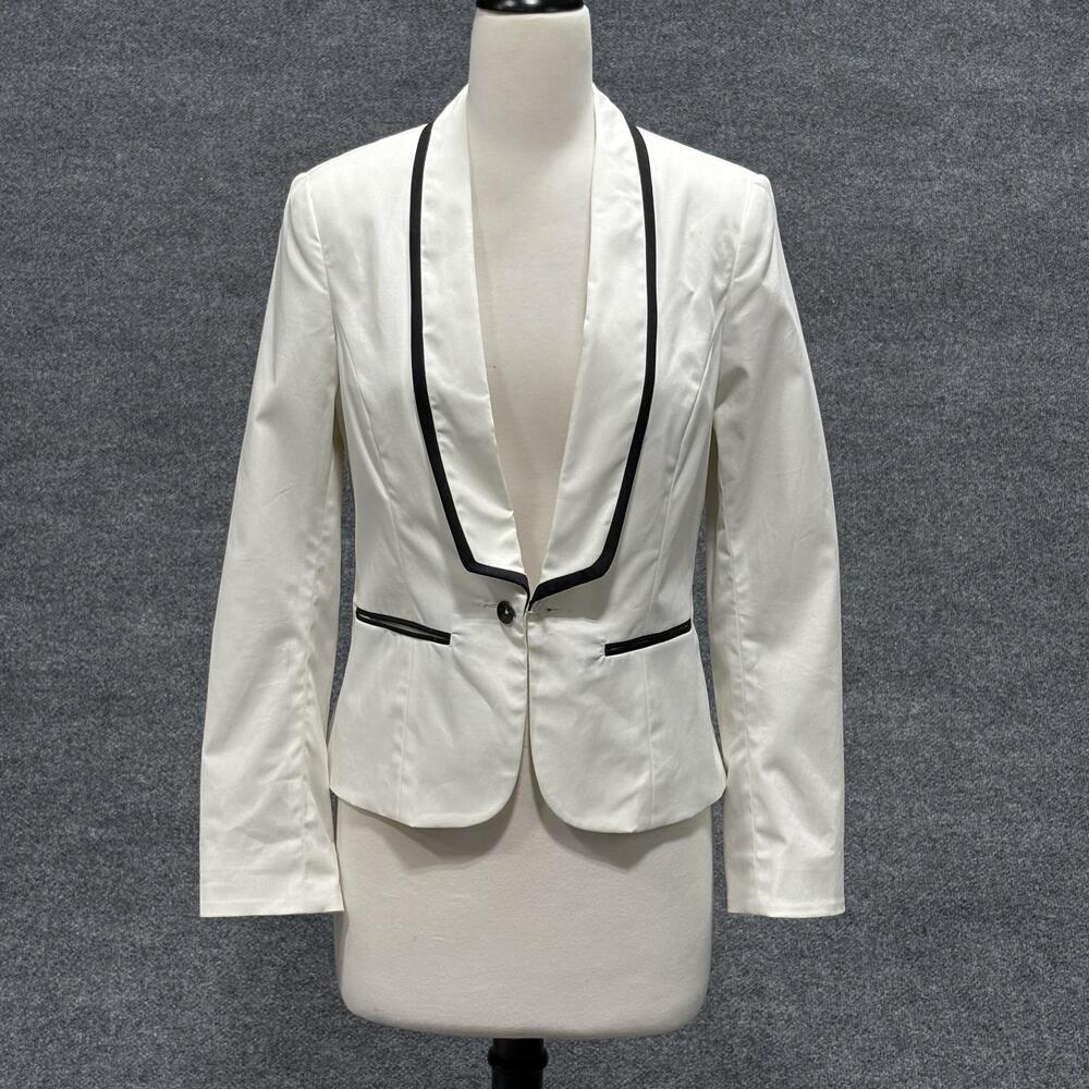 rag & bone Blazer Womens 6 White Black Tuxedo Shawl Collar Made in USA Stretch